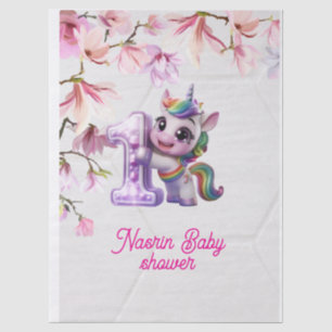 Einkladung zur Babyparty mit Einhorn Seidenpapier