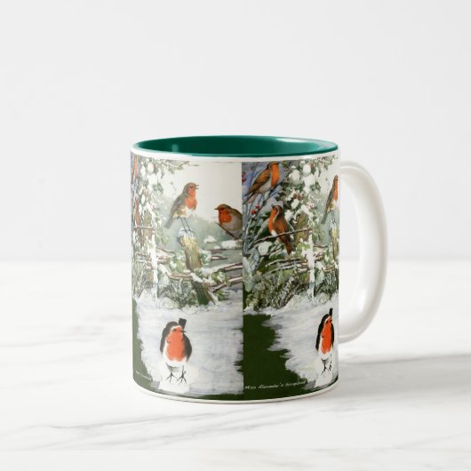 Einklebebuch-Rotkehlchen-Tasse Zweifarbige Tasse (VorderseiteRechts)