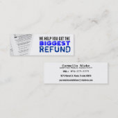 Einkommenssteuer-dünne Visitenkarten Mini Visitenkarte (Vorne/Hinten)