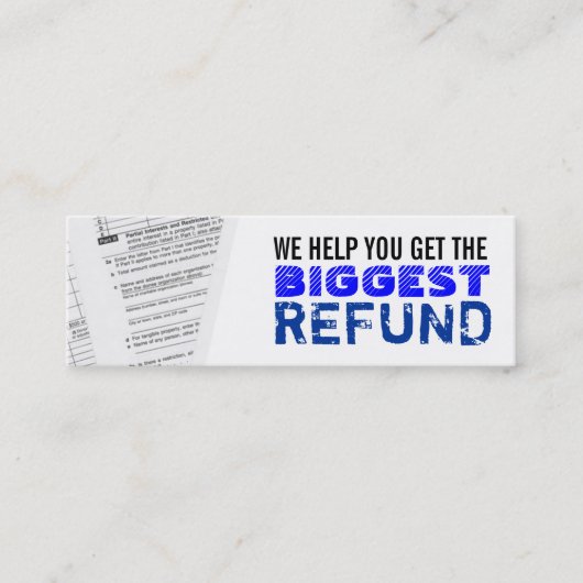 Einkommenssteuer-dünne Visitenkarten Mini Visitenkarte (Vorderseite)