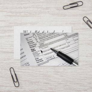 Einkommenssteuerform 1040 mit Tintenstift Visitenkarte