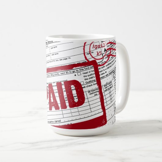 Einkommensteuerformulare Kaffeezubereitung Tasse (VorderseiteRechts)