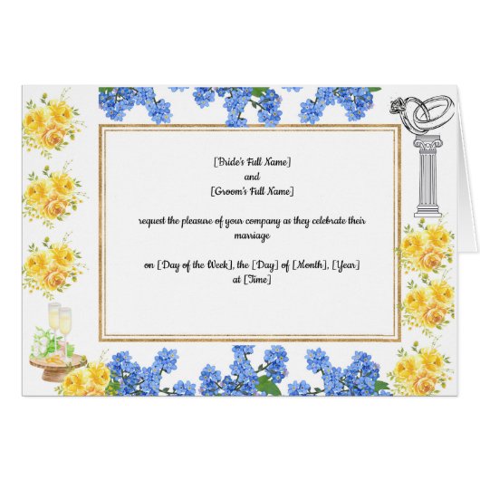 Einladbare Eintrittskarte für Hochzeiten auf 4 Sei (Vorderseite (Horizontal))