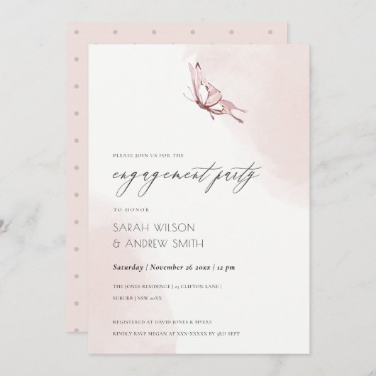 EINLADEN DER niedlichen BLUSWASSERFARBE-VERLOBUNG Dankeskarte (Vorne/Hinten)