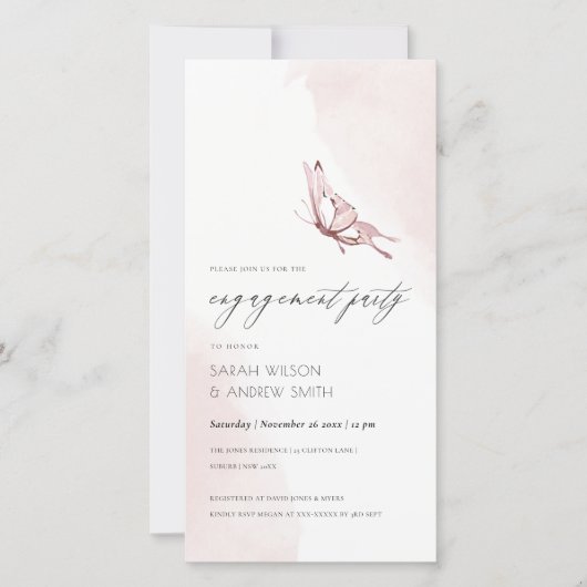 EINLADEN DER niedlichen BLUSWASSERFARBE-VERLOBUNG Dankeskarte (Vorderseite)