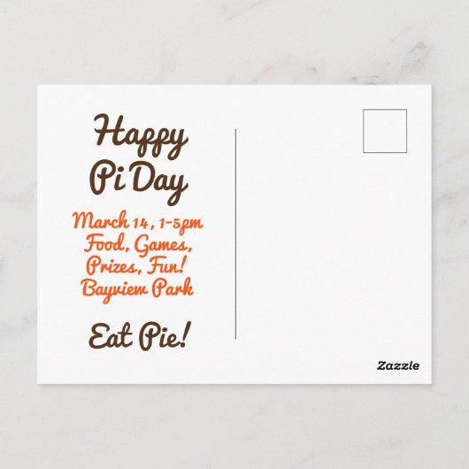 Einladen Ihrer Freunde, Pi Day Party Postkarte (Rückseite)