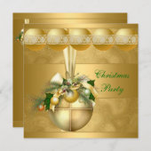 Einladen Weihnachts-Party Gold Balls Gold Wirbel Einladung (Vorne/Hinten)