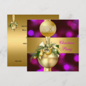 Einladen Weihnachts-Party Gold Balls Lila Rosa Einladung (Vorne/Hinten)