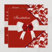 Einladend Elegant Classy Red White Floral Einladung (Vorne/Hinten)