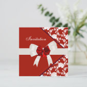 Einladend Elegant Classy Red White Floral Einladung (Stehend Vorderseite)