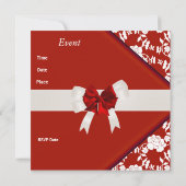 Einladend Elegant Classy Red White Floral Einladung (Rückseite)