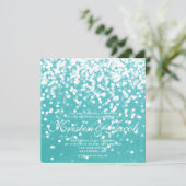 Einladend - glänzende Hochzeit Türkis Einladung (Stehend Vorderseite)