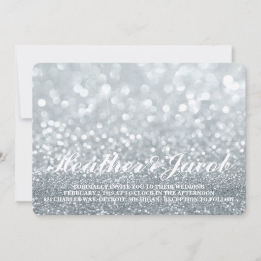 Einladend - Silver Lit Glitzer Fab Wedding Einladung (Vorderseite)