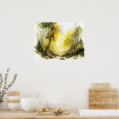 Einladend zu sonnenverwinkeltem Wald Poster (Küche)