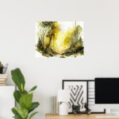Einladend zu sonnenverwinkeltem Wald Poster (Heimbüro)