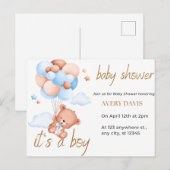 Einladende Babydusche, ein Junge Ankündigungspostkarte (Vorne/Hinten)