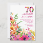 Einladende Blume 70 Geburtstagsfeier Einladung Fla (Vorderseite)