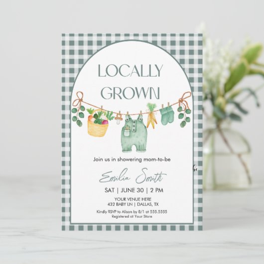 Einladende Einladung der Bauern Mark Babydusche (Stehend Vorderseite)