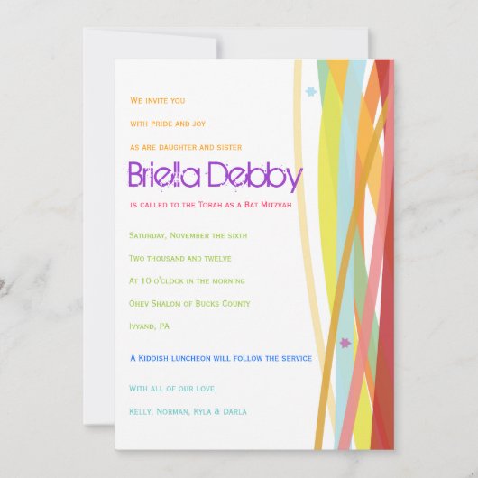 Einladende Einladung für einfache Linien Bat Bar M (Vorderseite)