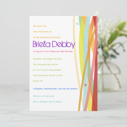 Einladende Einladung für einfache Linien Bat Bar M (Stehend Vorderseite)