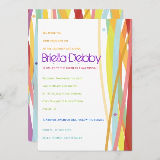 Einladende Einladung für einfache Linien Bat Bar M (Vorne/Hinten)