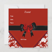 Einladende Elegant Classy Red Schwarz-weiß Floral Einladung (Rückseite)