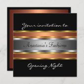 Einladende Eröffnungsnacht schwarzes Gold Kupfersi Einladung (Vorne/Hinten)