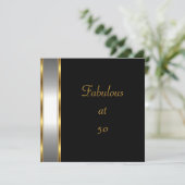 Einladende Geburtstagsparty Black Gold Fantastisch Einladung (Stehend Vorderseite)