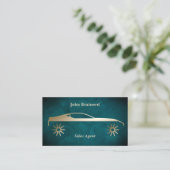 Einladende Gold & Aquamarine Auto Business Card Visitenkarte (Stehend Vorderseite)