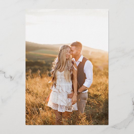 Einladende Goldmedaille für Hochzeitsfeiern Folieneinladung (Rückseite)