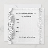 Einladende Hochzeit Elegante White Lace Rings Einladung (Rückseite)