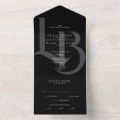 Einladende Hochzeit mit moderner Schwarzer Geometr All In One Einladung (Innen Boden)