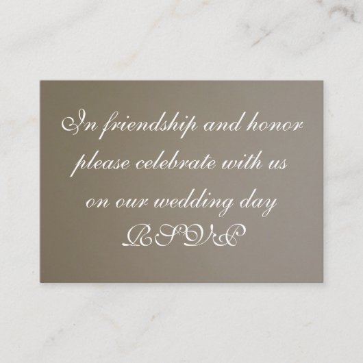 Einladende Hochzeit-Visitenkarte Begleitkarte (Vorderseite)