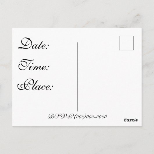 Einladende Hochzeit-Visitenkarte Postkarte (Rückseite)