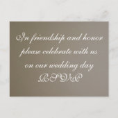 Einladende Hochzeit-Visitenkarte Postkarte (Vorderseite)