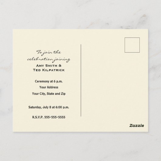 Einladende Hochzeitsvorlage benutzerdefiniertes Fo Postkarte (Rückseite)