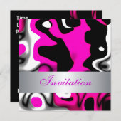 Einladende Jeden Anlaß Abstrakt Pink Silver Einladung (Vorne/Hinten)