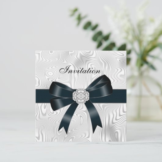 Einladende Jeden Anlaß Abstrakter Silberschwanz Einladung (Stehend Vorderseite)