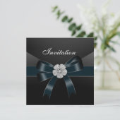 Einladende Jeden Anlaß Diamond Jewel Black Bow Einladung (Stehend Vorderseite)