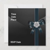 Einladende Jeden Anlaß Diamond Jewel Black Bow Einladung (Rückseite)