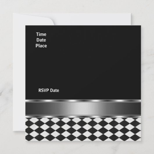 Einladende Jeden Anlaß Diamond Schwarz-weiß Einladung (Rückseite)