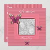 Einladende Jeden Anlaß Rosa Schmetterling hinzufüg Einladung (Vorne/Hinten)