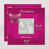 Einladende Jeden Anlaß Rosa Schmetterling hinzufüg Einladung (Vorne/Hinten)