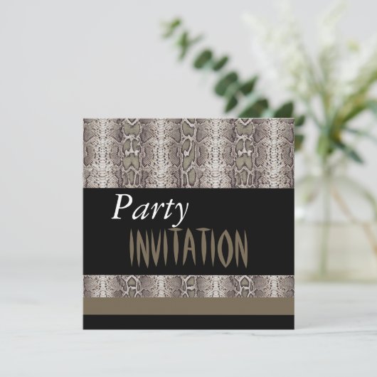 Einladende Jeden Anlaß Tierschlangenhaut Schwarz Einladung (Stehend Vorderseite)