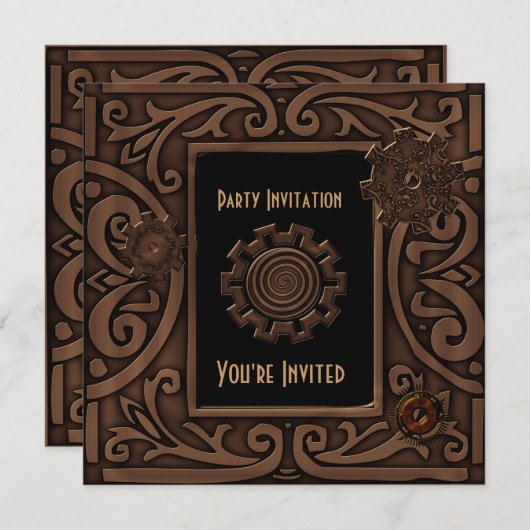 Einladende Jeder Anlass Zizzago Steampunk Design Einladung (Vorne/Hinten)