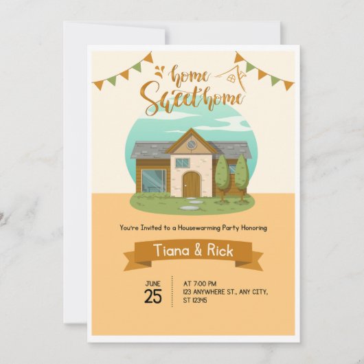 Einladende orangefarbene Einladungskarte Einladung (Vorderseite)