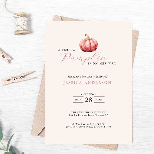 Einladende Pink Pumpkin Baby Dusche Einladung