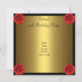 Einladende Red Blume Black Gold Fantastische 50. Einladung (Rückseite)