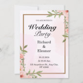 Einladende Rosa & Braun-Braun-Brautfeier Einladung (Vorderseite)