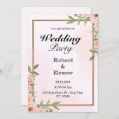 Einladende Rosa & Braun-Braun-Brautfeier Einladung (Vorne/Hinten)